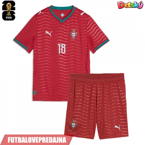 Lacne Dětský Futbalové dres Portugalsko Pedro Neto #18 MS 2026 Krátky Rukáv - Domáci (+ trenírky)